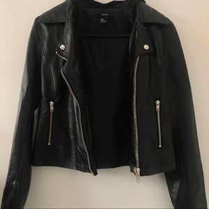 Hooded leather jacket